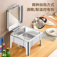 Table de buffet de cuisine saine en acier inoxydable Plat de service de buffet portable Design chauffe plat buffet