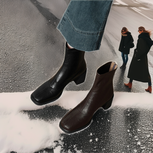 Bottes à talons hauts pour femmes, blanches et noires, au-dessus du genou, avec fermeture éclair, chaussures d'hiver 2021, augmentant la taille - Product Image 2