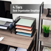 Organisateur de bureau à 4 niveaux empilables, panier de rangement pour documents en métal, plateau à dossiers pour le bureau