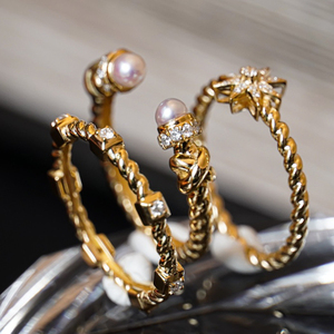อาซูโอ 18K แหวนทองคำแท้สีเหลืองหรูหรา เพชรธรรมชาติ มุก สไตล์วินเทจ เครื่องประดับสวมใส่ทุกวัน ของขวัญ งานเลี้ยงวันเกิดของผู้หญิง - Product Image 4