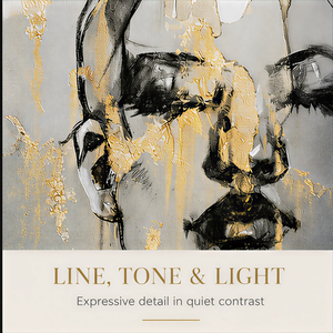 Impression d'art mural pour <span class=keywords><strong>femme</strong></span> en or, portrait abstrait noir et blanc, pour salon, chambre, hôtel, intérieurs modernes - Product Image 3