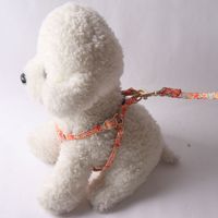 Set Harnesses dan Tali Anjing Mewah Desainer, Bahan Katun Lukis Tangan, Bernapas, Ringan, Bermotif Bunga