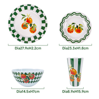 MUW Bestwares OEM Custom Blue Sea Turtle Octopus A5 Shatterproof Tray Plates Bowls Restaurant Melamine Dinnerware Set