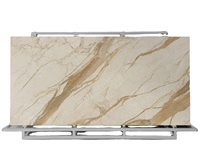 Nouvelles arrivées en stock : Carreaux en pierre frittée de travertin jaune 1600x3200mm, grande taille, imperméables, résistants aux rayures, pour chambre et salon