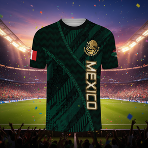 Maillot de football du Mexique vert aztèque noir personnalisé pour homme taille adulte - Product Image 3