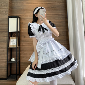 Maid Dress Short Sleeve Black Polyester Anime Cosplay Costume Role Play Outfit Spring 2022 - Product Image 3