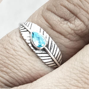 Anillo de Boda de Plata de Ley 925 al por Mayor, Joyería India de Plata Fina Hecha a Mano con Topacio Azul en Engaste de Bisel para Fiesta - Product Image 2