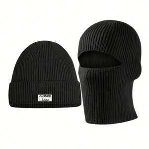 Balaclava thermique 2-en-1 personnalisée avec bordure, bonnet sport tricoté, cagoule d'hiver, bonnet-cagoule - Product Image 1