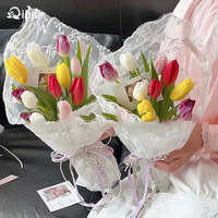 Tissu en dentelle brodée Qibai, découpe florale, matériau d'emballage, fleuriste, emballage floral, gaze écologique, cadeau