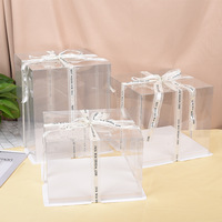 Individuelle Logo-Kuchenverpackungsboxen in Lebensmittelqualität, Schwarz, Weiß, Rosa, Hohe Transparente Kuchenboxen 4, 8, 10, 12 Zoll Quadratisch