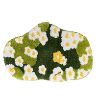 Tapis de chevet moderne et pastoral haut de gamme, en polyester floqué épais, hauteur de poils 10-15 mm, imprimé HD motif floral, lavable et antidérapant – Meilleures ventes