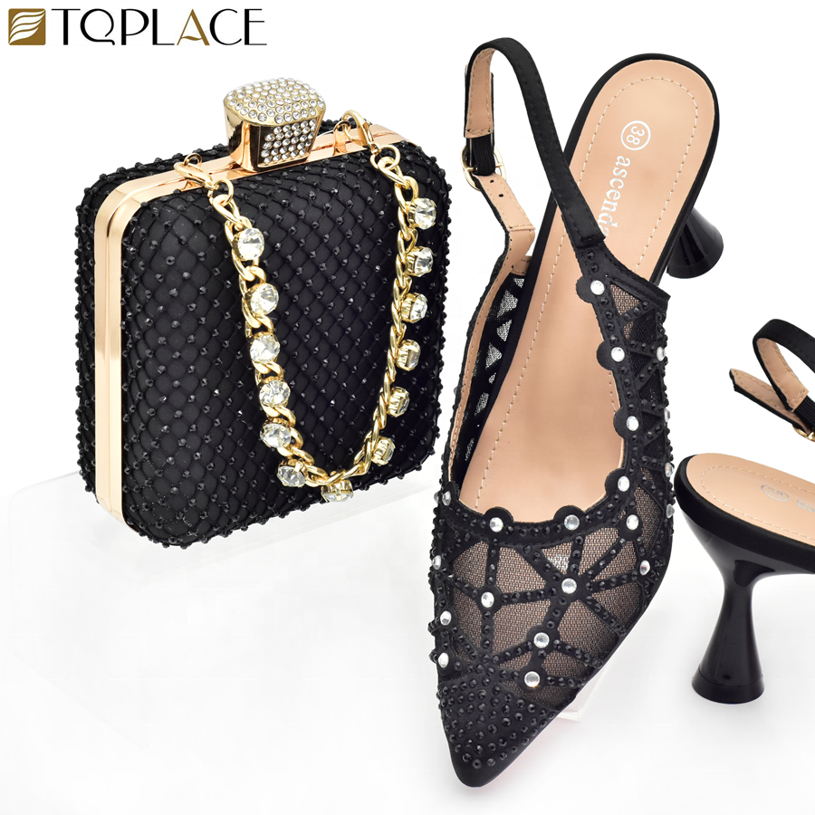 Sexy High Heels and Handbags Designer Shoes and Bags Matching Sets Women  Wholesale Matching Purse Set for Lady PU Floral Toplace