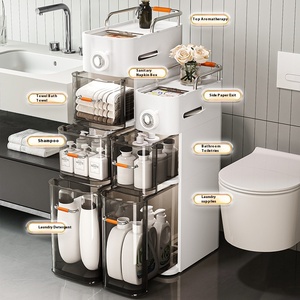 Moderno Gabinete de Almacenamiento de Plástico PP Delgado de 5 Niveles para Baño, Rectangular, Super Estrecho, para Espacios Reducidos, Ecológico, Duradero, 10 kg - Product Image 5