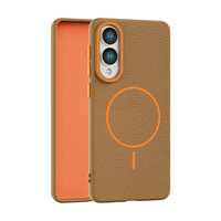 Vente en gros étui de téléphone portable à chargement sans fil en cuir avec matériaux colorés pour Samsung S25 Edge S23 Business Design