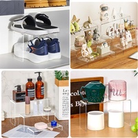 Fixwal 6pcs 2 Set Acrylique Risers Présentoir Transparent Acrylique Stand Gâteau Restauration Fournitures Buffet Dessert Table Parfum Plus