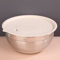 Ensemble de bols à mélanger multifonctionnels en acier inoxydable 201 couleur crème avec base antidérapante en silicone + couvercle