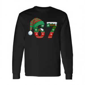 67 Christmas Six Seven Meme Brainrot Santa Hat T-shirt à manches longues - Product Image 2
