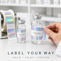 Impression de logo personnalisé, étiquettes holographiques autocollantes en PET écologiques, résistantes à l'huile et à l'eau, pour flacons de 10 ml, fabricant d'étiquettes pour pilules de 3 ml