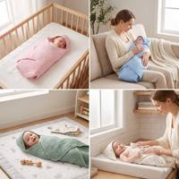 Couverture d'emmaillotage personnalisée pour bébé, 100% coton mousseline, emmailloteuse douce et respirante pour nouveau-né, OEM ODM en gros