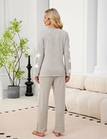 Blooming Jelly Ensemble pyjama d'automne pour femme, imprimé étoiles, manches longues, au-dessus du genou, 2 pièces avec poches, coupe régulière