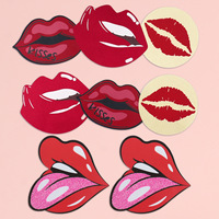 Pasties mammaires jetables sans couture sexy pour femmes transfrontalières Patch mamelon auto-adhésif Base noire accessoires intimes à lèvres rouges