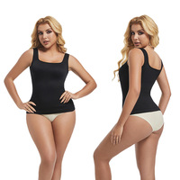 Camiseta sin mangas de poliamida de alta calidad, fina, transpirable, sin costuras, para mujer, de corte cuadrado, para uso diario, con control de abdomen y efecto moldeador.