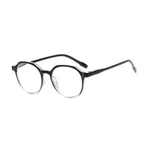 نظارات قراءة عالية الجودة ذات مفصلات ربيعية مضادة للضوء الأزرق نظارات قراءة بإطار دائري قديمة مع نصف إطار بلون واضح