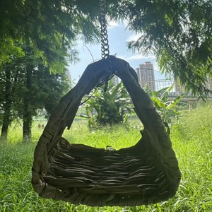 Ornement suspendu en forme de nid d'oiseau tressé, en herbe de montagne, fait main, Fossa triangulaire pour hamster, décoration de jardin - Product Image 5