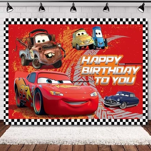 Cartoon-Rennwagen Geburtstagsbanner Hintergründe Jungen Babyparty Geburtstagsfeier Dekoration Fotografie-Hintergrund Fotostudio - Product Image 3