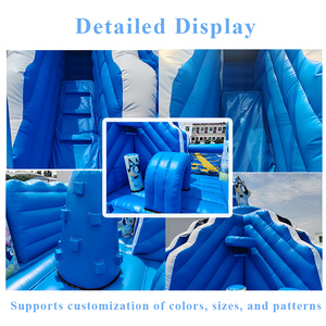 Château gonflable bleu pour enfants, aire de jeux gonflable extérieure commerciale avec toboggan - Product Image 4