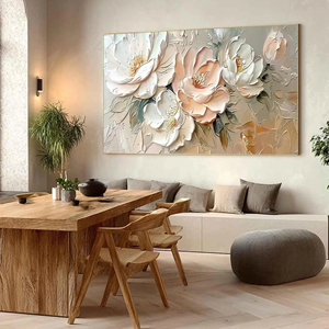 Floral Texture Minimalist Wall Arts Large <b>Canvas</b> Hand painted <b>Framed</b> Oil Painting Indoor home decor gift for housewarming - Product Image 3