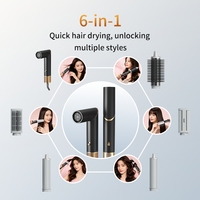 Secador de Pelo Binwang 6 en 1 de 1400W de Alta Velocidad, 110000rpm, Profesional, Iónico, Rizador Automático, Peine Alisador, Estilizador de Aire Plegable para Hotel