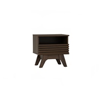 Nuhoom Mesita de Noche Moderna y Clásica de Madera Laminada Color Nogal, Minimalista con 1 Cajón, Mueble Duradero para Dormitorio