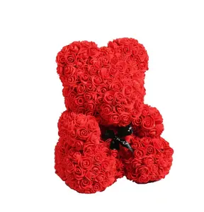 2024 grosir 25cm beruang Teddy mawar beruang bunga buatan beruang mawar terbaik hadiah Hari Valentine untuk pacar cinta terbaik