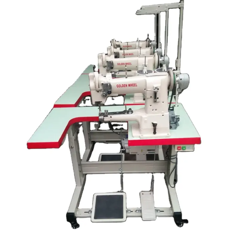 CS-335 de Rueda Dorada usada de Taiwán, cilindro de overlock, máquina de coser de cama para material grueso