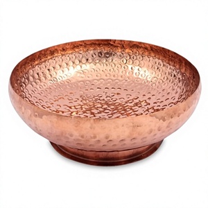 Cuenco de cobre martillado hecho a mano, vajilla de metal pulido vintage - Product Image 1