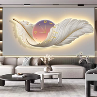 Nouvelle Horloge Murale Silencieuse Analogique à Plumes 2026 pour Salon, Décoration Murale Lumineuse Haut de Gamme pour la Maison