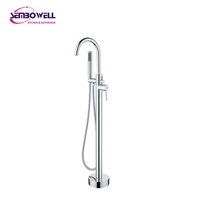 Sembowell Robinet de baignoire sur pied en laiton Monté gratuitement Ensemble de robinet de baignoire de douche et de bain Mitigeur de douche et de bain en laiton