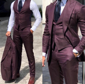 Elegant Wedding <strong>Tuxedos</strong> Suits Slim Fit Bridegroom for Men 3 Pieces Groomsmen Suit Male <strong>Cheap</strong> Formal Business Jacket Vest Pants - Product Image 5