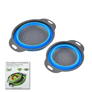 New Collapsible Vegetable Fruit Storage Foldable Washing Drain Basket Round Foldable Drain Sink Colander