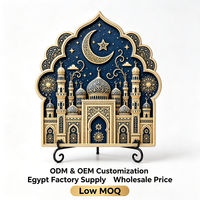 Assiette décorative en résine, impression UV personnalisée, mosquée islamique, croissant de lune, Ramadan, Eid, ornement de bureau avec support, vente en gros OEM
