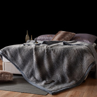 Couverture de luxe en fourrure véritable chocolat, vente en gros
