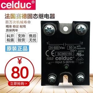 Relé de Estado Sólido Saide SCB965600 24-600 VCA 50 A con Disipador de Calor, Fabricado en Francia - Product Image 3