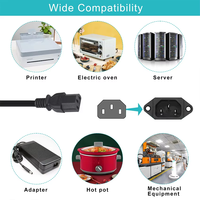 Kabel Ekstensi C13 Sudut Kiri 90 Derajat UK 3pin, Kabel Daya IEC IP11 untuk Komputer/TV, Hitam 250V 15A 6Ft