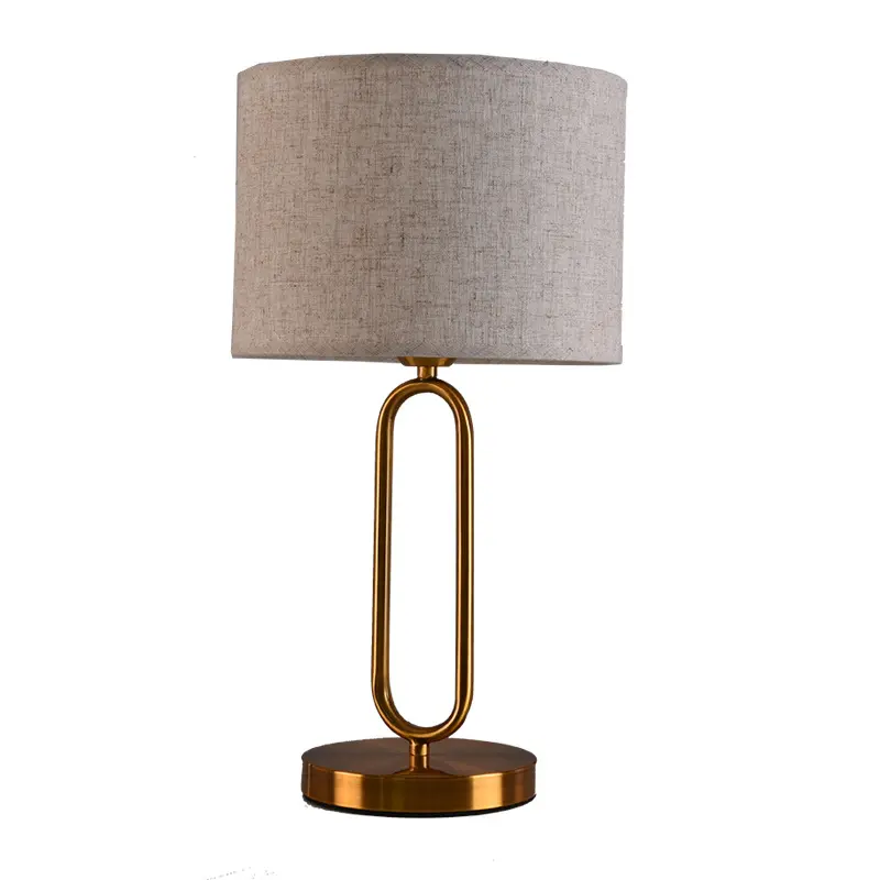 U-shaped bronze tecido mesa luzes quarto quarto cabeceira estudo hotel luxo fio mesa lâmpada