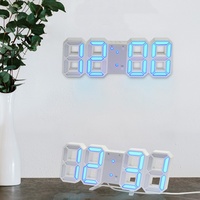Horloge de Table Décoration d'Intérieur, Lumière LED Dimensionnelle 3D, Horloge Murale Numérique LED avec Alarme, Affichage du Temps à Chiffres Blancs