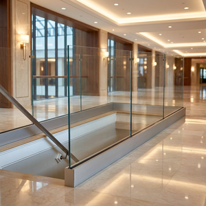 <span class=keywords><strong>Kit</strong></span> de profilé de balustrade en verre sans cadre en alliage d'aluminium, fixation au sol, résistant à la rouille, pour extérieur, villa, centre commercial, terrasse - Product Image 1
