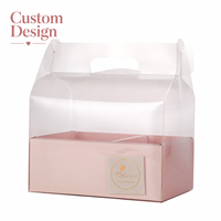 Boîte cadeau portable en PVC transparent avec poignée intégrée, boîte cadeau transparente pour l'emballage de desserts et pâtisseries, vente en gros