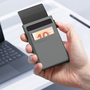 Tối giản tàng hình ví với pop-up chủ thẻ Đen <span class=keywords><strong>RFID</strong></span> chặn kim loại trường hợp đối với nam giới của thẻ tín dụng lưu trữ - Product Image 4