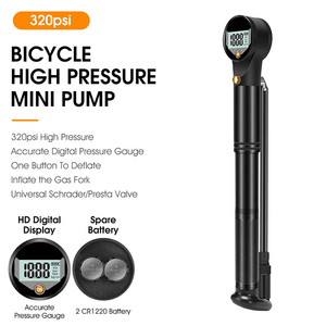 <span class=keywords><strong>Pompe</strong></span> à vélo portable en alliage d'aluminium haute pression 22BAR/320PSI <span class=keywords><strong>Double</strong></span> <span class=keywords><strong>Action</strong></span> Mini gonfleur de fourche avant vannes Presta Schrader - Product Image 1